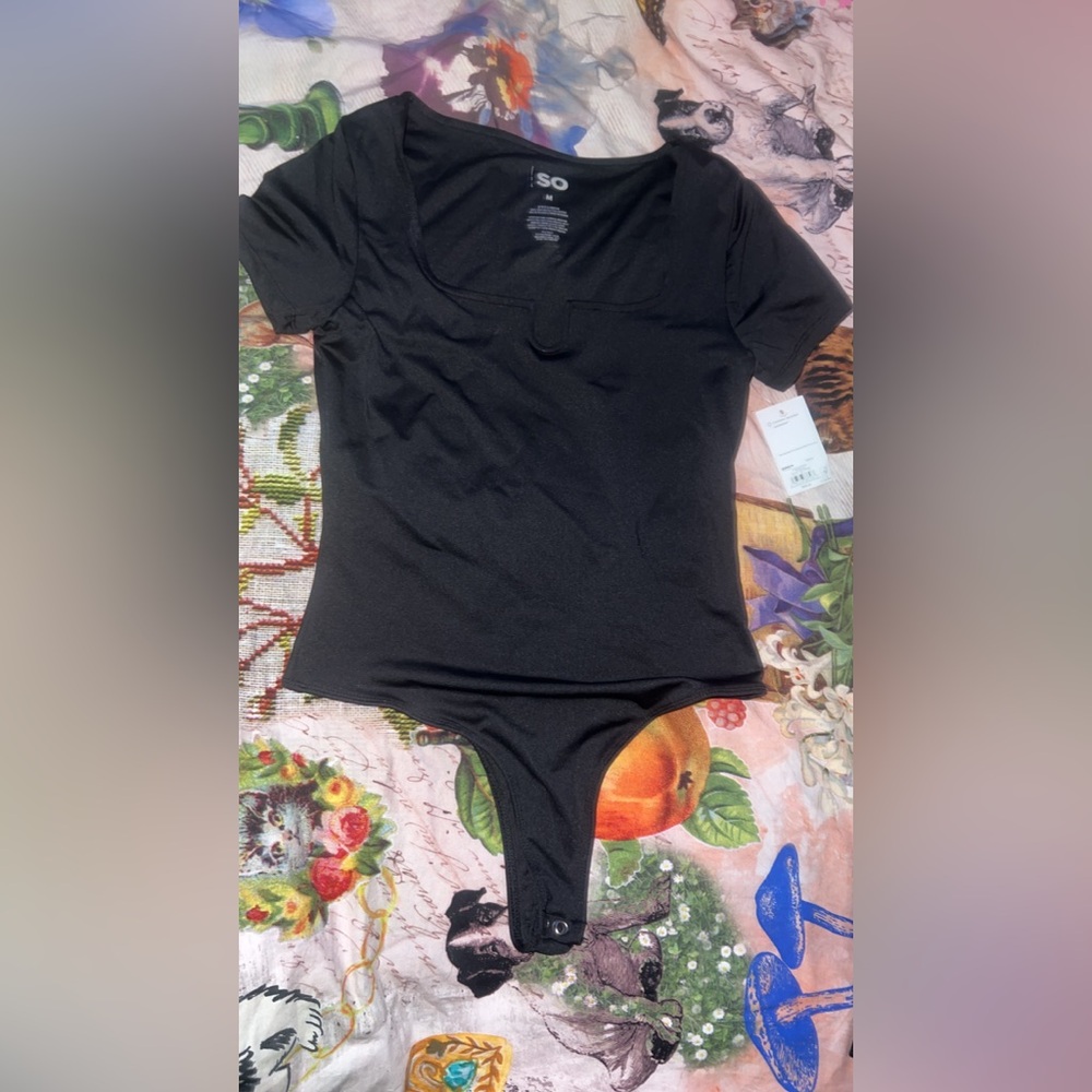 Kohl's SO Black Short Sleeve Scoop Neck Bodysuit